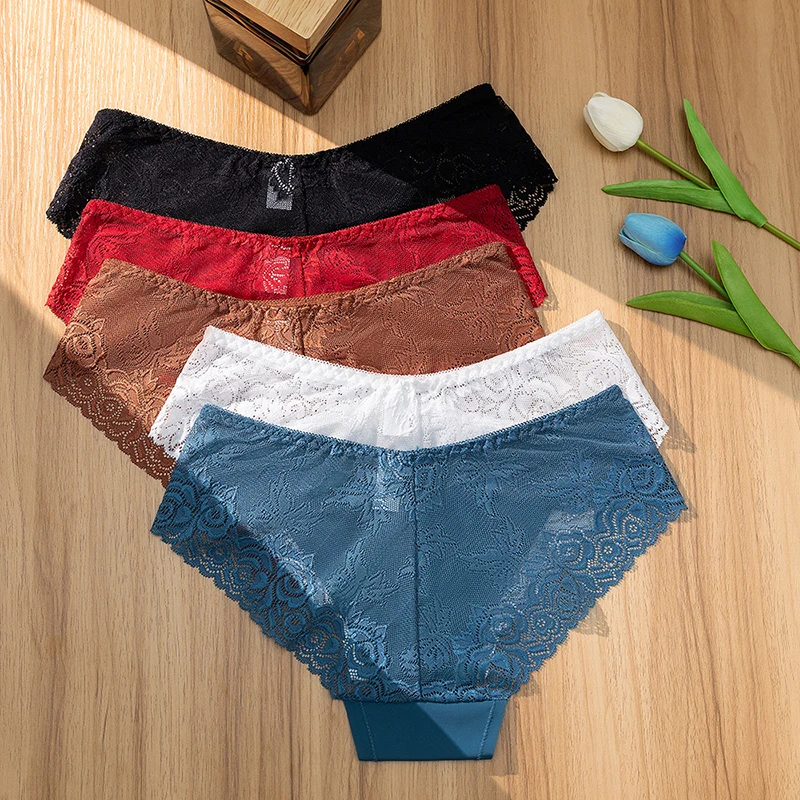 WarmSteps 3PCS/Set Women\'s Panties Exquisite Lace Briefs Breathable Underwear Hollow Out Sexy Lingerie Soft Cozy Underpants Sale