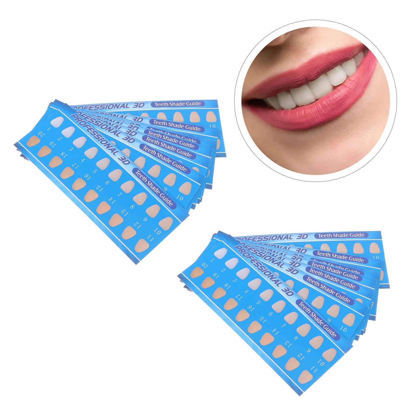 50 Pcs Tooth Color Chart Contrast Card Teeth Shade Guide Coloured Disposable Cards Paper