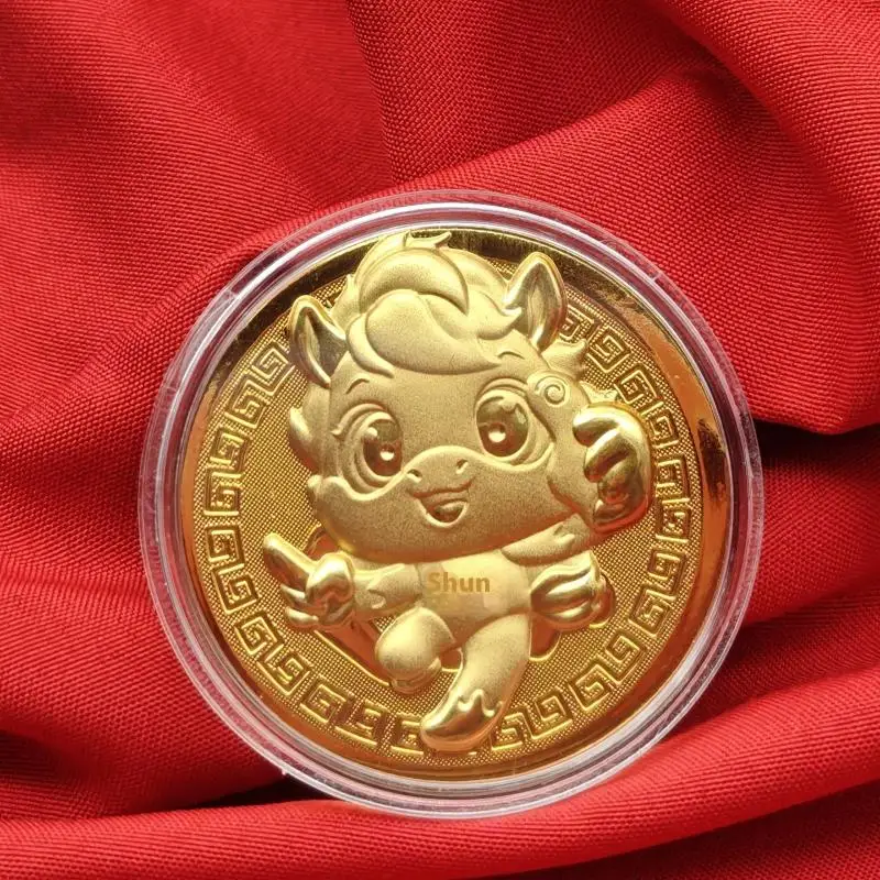 1 قطعة التذكارية الصين التميمة الحصان عملات المقتنيات الفن التحدي ميدالية 2026 الحصان عملة هدايا السنة الجديدة