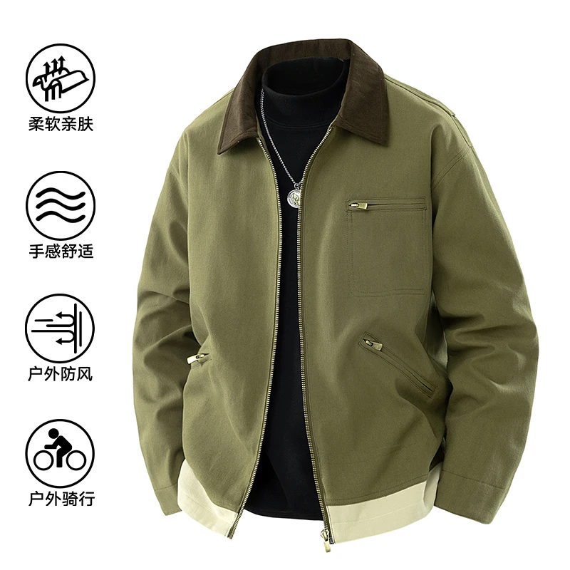 

Lightweight Coat Mens Autumn Fashion Baseball Jacket Spring Men Casual Bomber Jacket Outdoor Cargo Vintage Loose Lapel Jackets