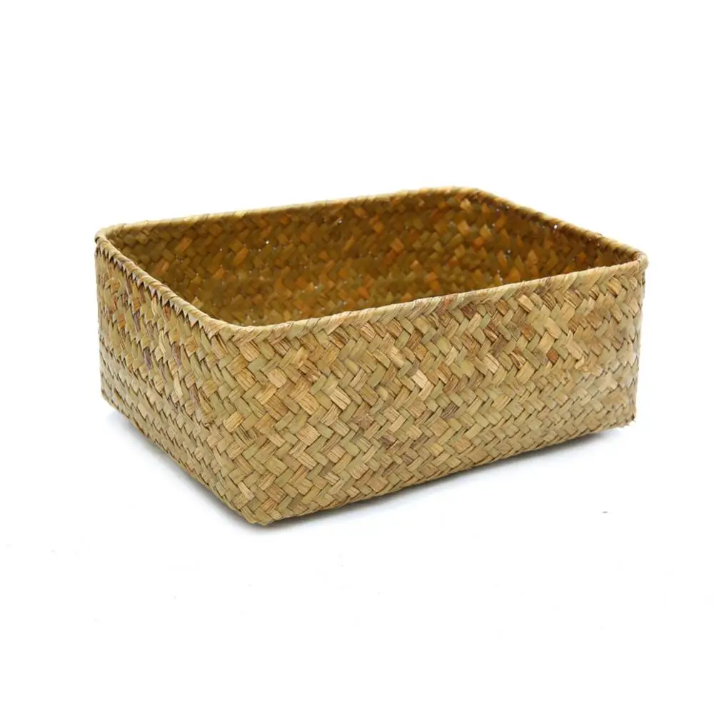 Fine Workmanship Handmade Straw Dried Flower Fruit Pot Basket Rattan Box Candy Earphone Organizer Sundries Storage Home Decor