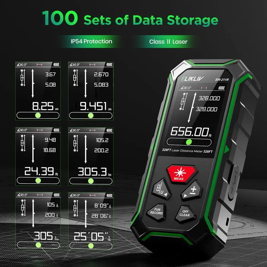 أداة قياس ليزر مزدوجة مع حامل ثلاثي القوائم، مقياس مسافات ليزر ثنائي 656FT 200M، قياس ليزر قابل لإعادة الشحن بدقة 13 بوصة #3