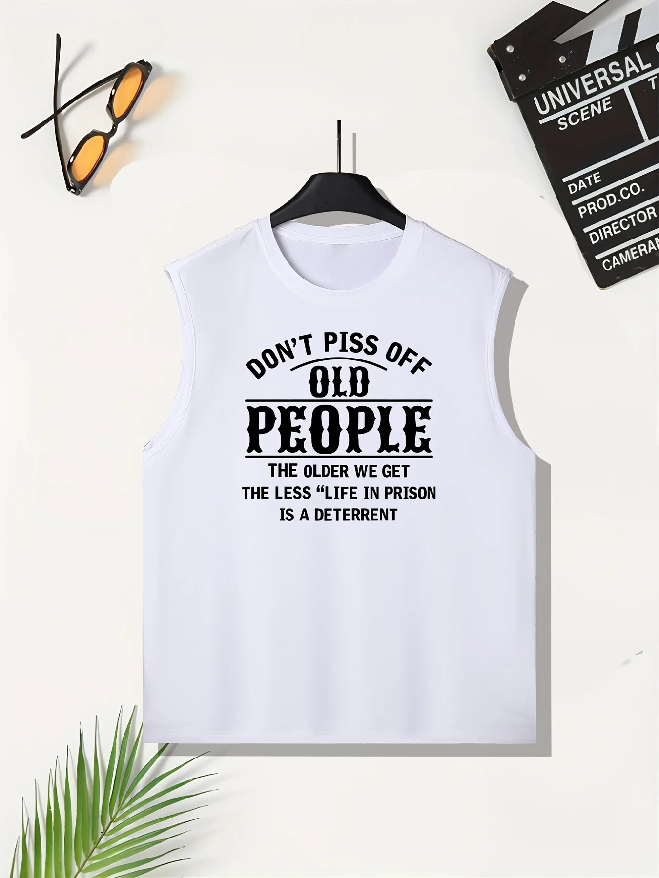 

Men's casual sleeveless vest with large letter print - elastic and comfortable fit, loose style, breathable fabric for summer