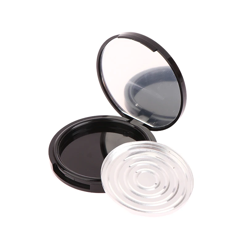 Reusable Empty Single Black Circular Highlight Box Blush Shadow Powder Box With Mirror Aluminum Pan Inside Diameter 59mm