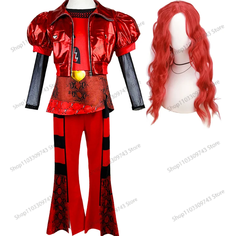 new girl Halloween role-playing clothing 4-12 year old children girl makeup dance red movie, the same dress set+wig