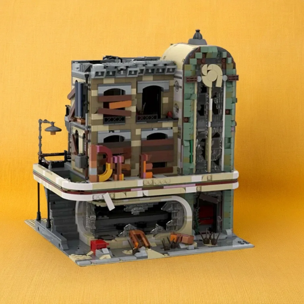 

2438 шт. MOC Post-Apocalypse Downtown Diner Ruins модульная Café DIY модель строительные блоки игрушки на день рождения подарок
