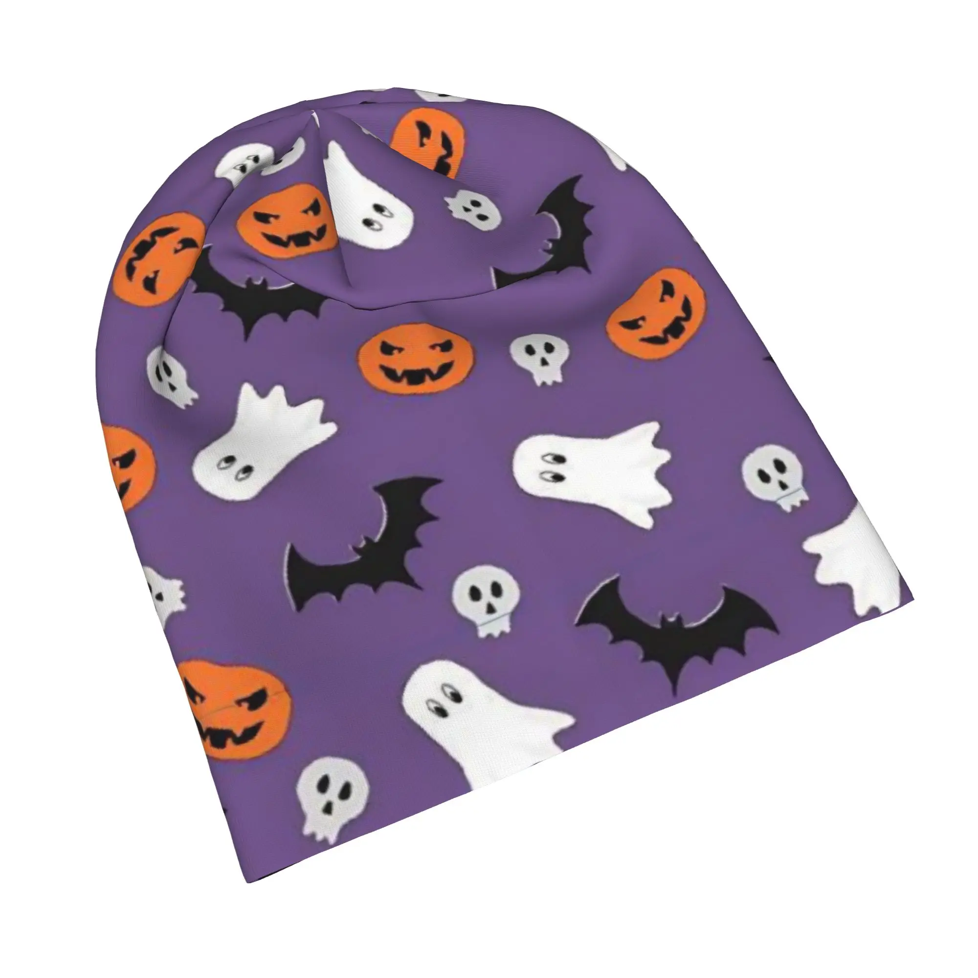 Halloween Ghost Pumpkin Spooky Trick Or Treat Witch Beanie Cap for Men Women Streetwear  Cooling Skull Cap Sweat Wicking