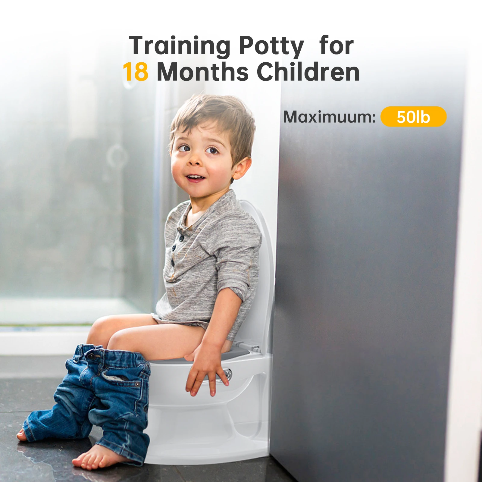 Potty Training Toilet for Toddler, Realistic Potty Training Toilet with Soft Seat with Realistic Flushing Sound & Non-Slip