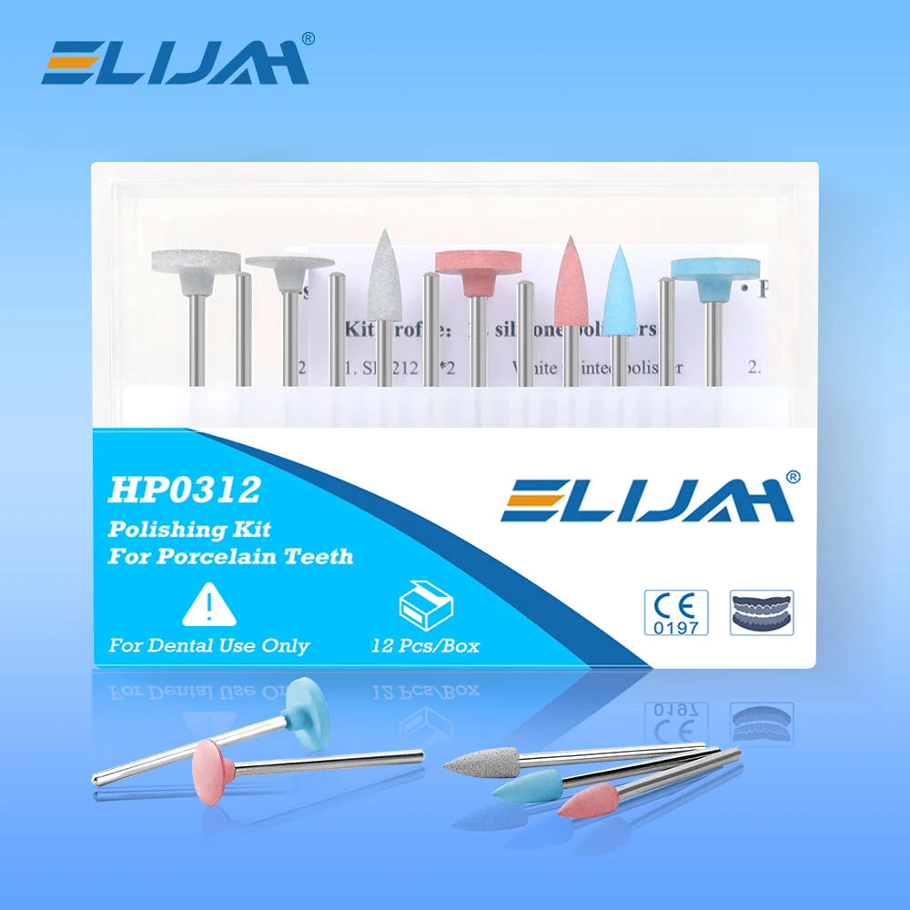 

ELIJAH HP0312 Dental Porcelain Teeth Polishing Kits12pcs/Box Dental Composite Resin Set Silicone Disposable Polishers