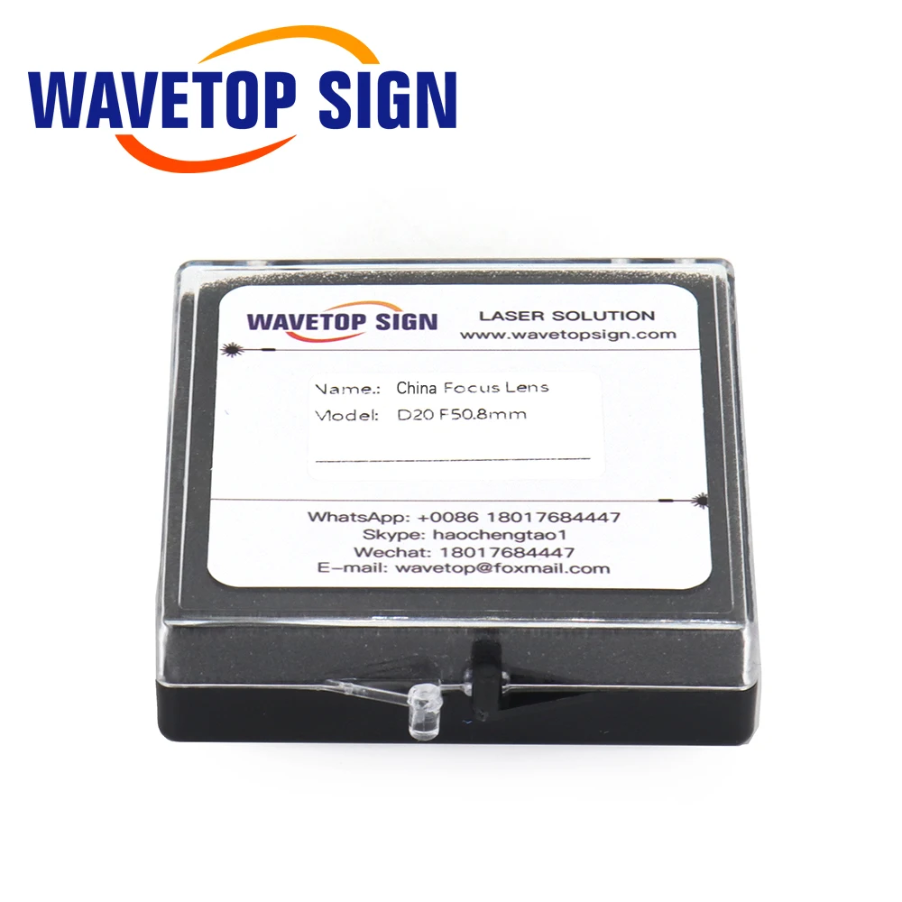 WaveTopSign China PVD ZnSe Lente de foco a laser Dia.12 18 19 20mm FL38.1 50.8 63.5 76.2 101.6mm para máquina de gravação a laser Co2