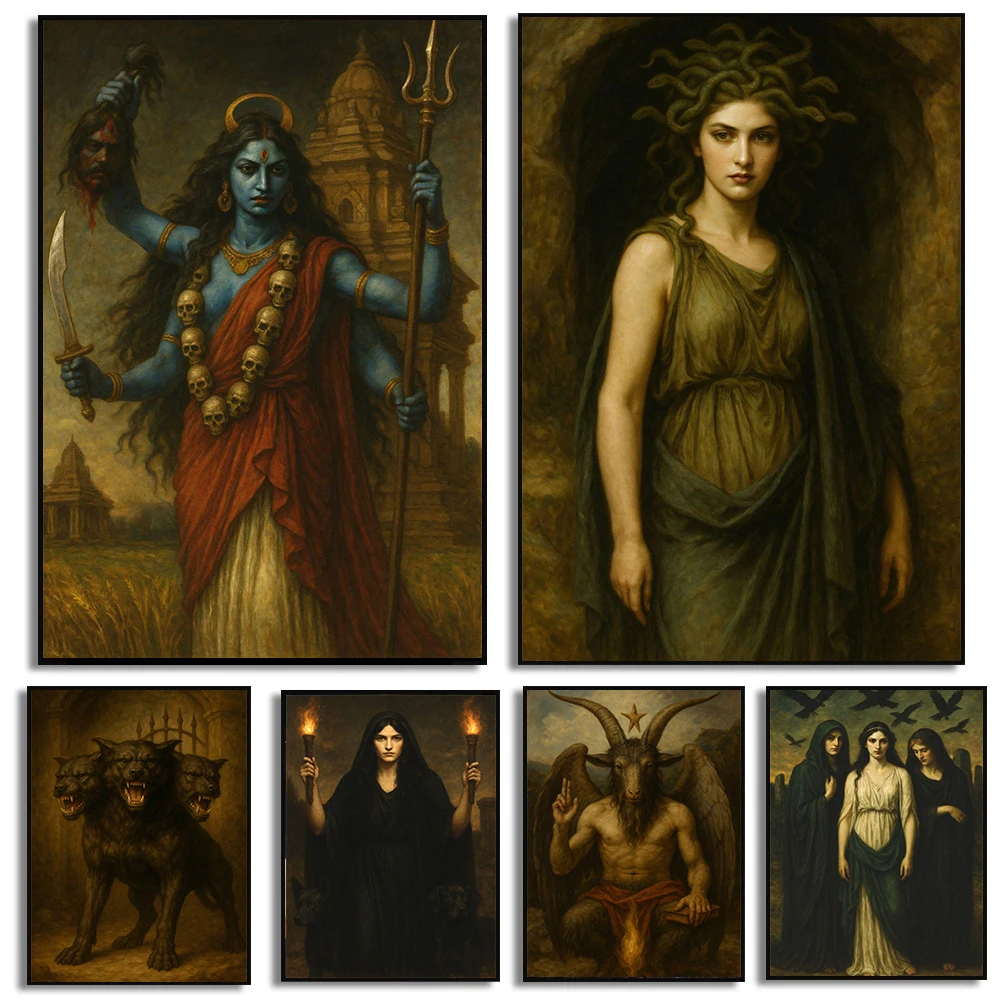 Pósteres de Personajes de Mitología, Impresiones de Terror Pagano y Oculto, Cuadros en Lienzo, Arte de Pared, Decoración para el Hogar y la Habitación, Estilo Oscuro
