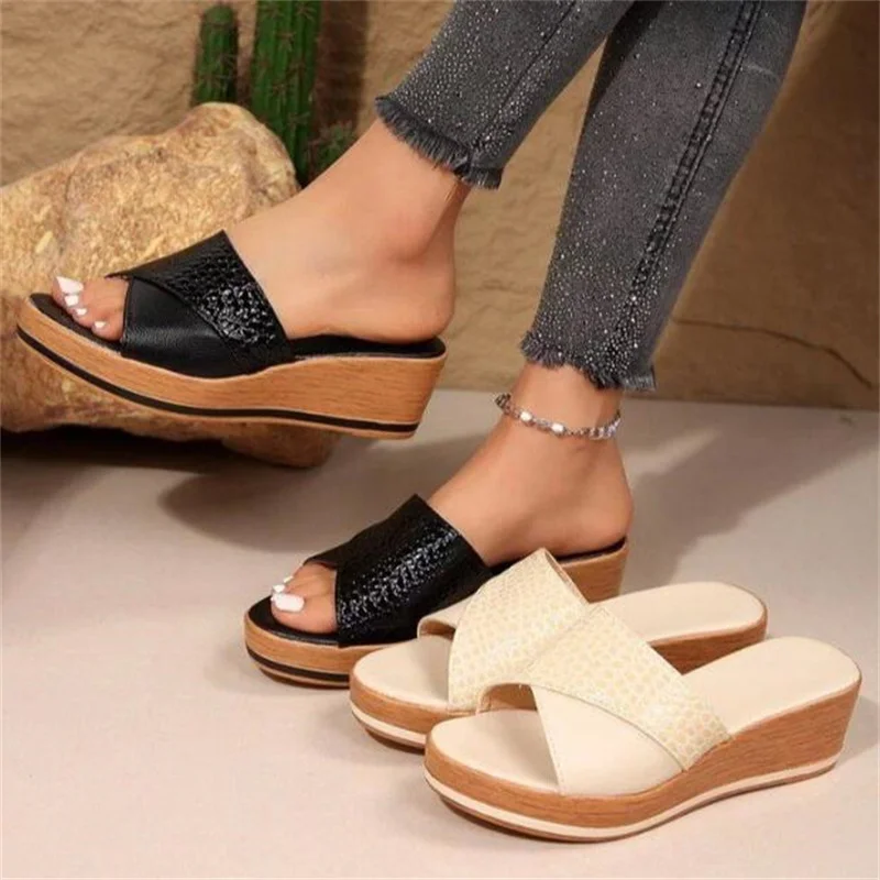 

Women Sandals Hemp Wedge Heels Sandalias Mujer Platform Sandals Summer Wedges Shoes for Women Summer Footwear Women Slippers