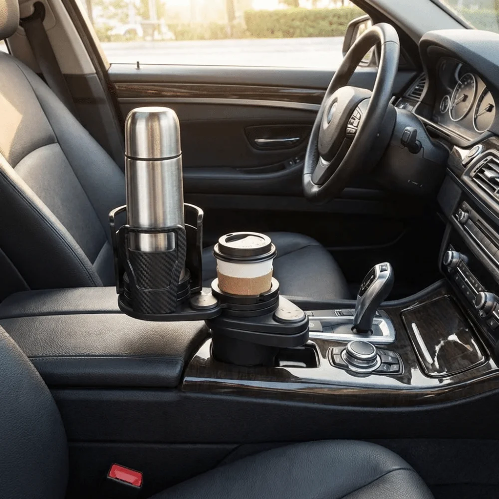 Multifunctional Car Cup Holder Expander Expandable Dual Function Auto Drink Holder Organizer 2-in-1 Design