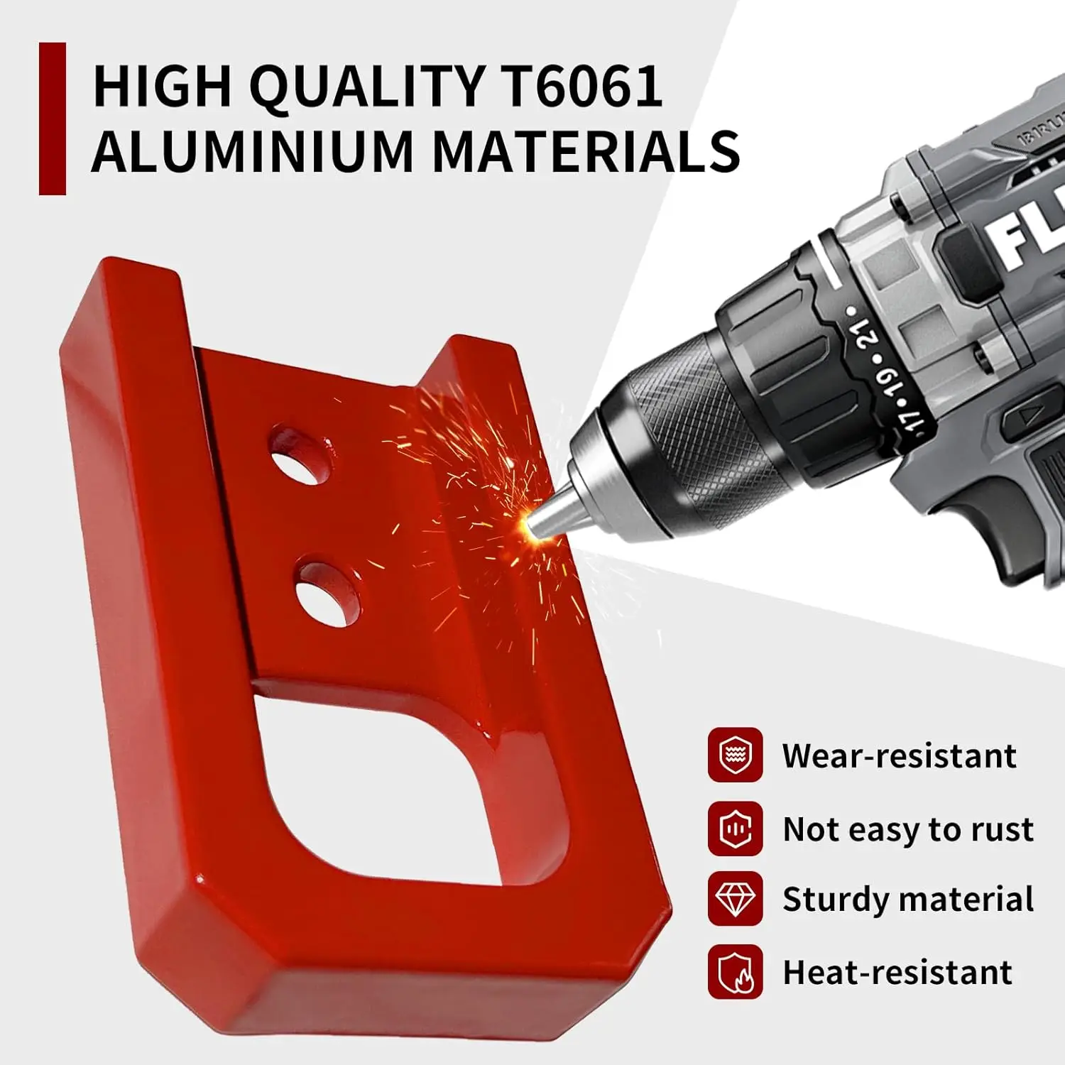 Rode trekhaken vooraan voor Toyota Tacoma & 4Runner, directe vastgeschroefde installatie, modellen 2024-2026