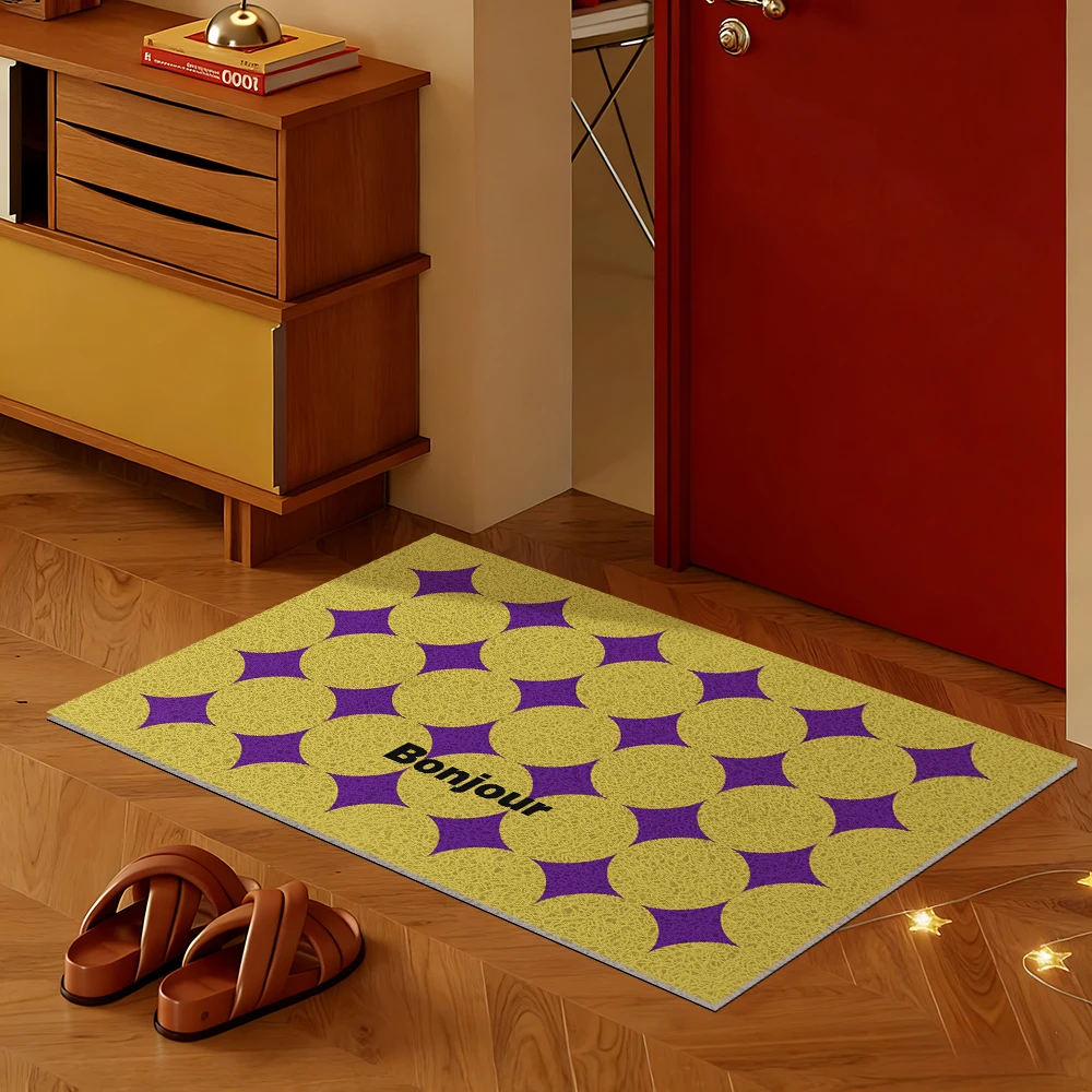 Geometric Dot Pattern Wire Loop Door Mat Anti-Slip Wear-Resistant Entrance Hallway Carpet for Porch/Foyer/Living Room/Bedroom