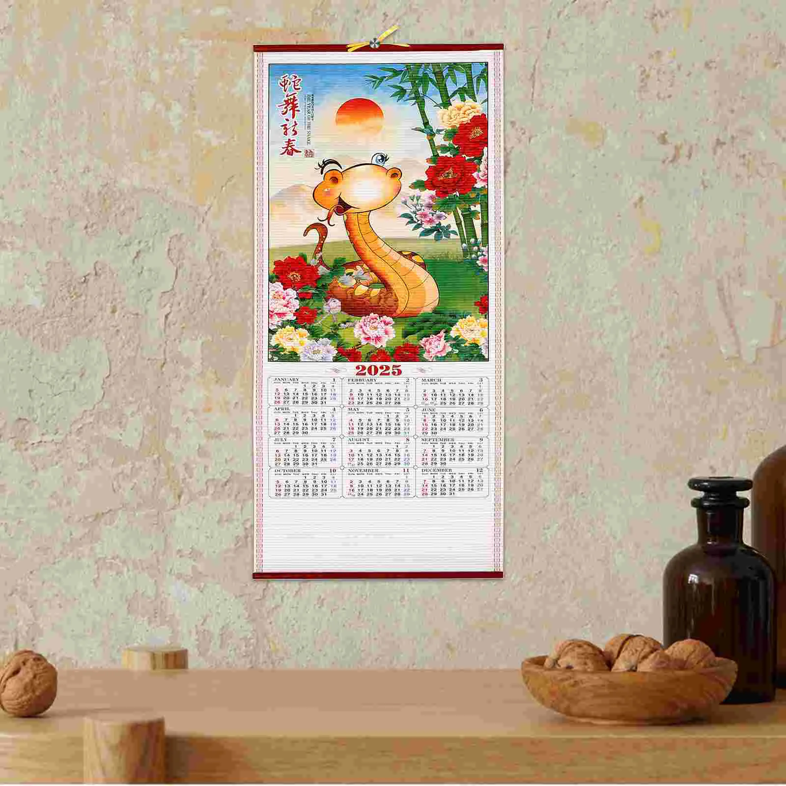 Lunar Calendar Hanging 2025 Snake Year Calendar Chinese Scroll Calendar Chinese Ornament wall calendar