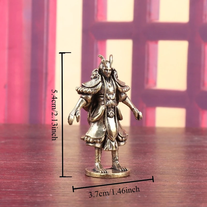Brass Oriental Dragon King Figurine Vintage Myth Character Statue Desktop Ornament Tea Pet Collectible Craft Gift