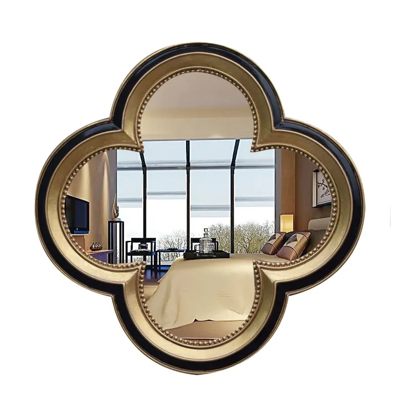 American retro bathroom mirror Chinese four-leaf clover wall-mounted decorative art mirror bathroom sink basin mirror