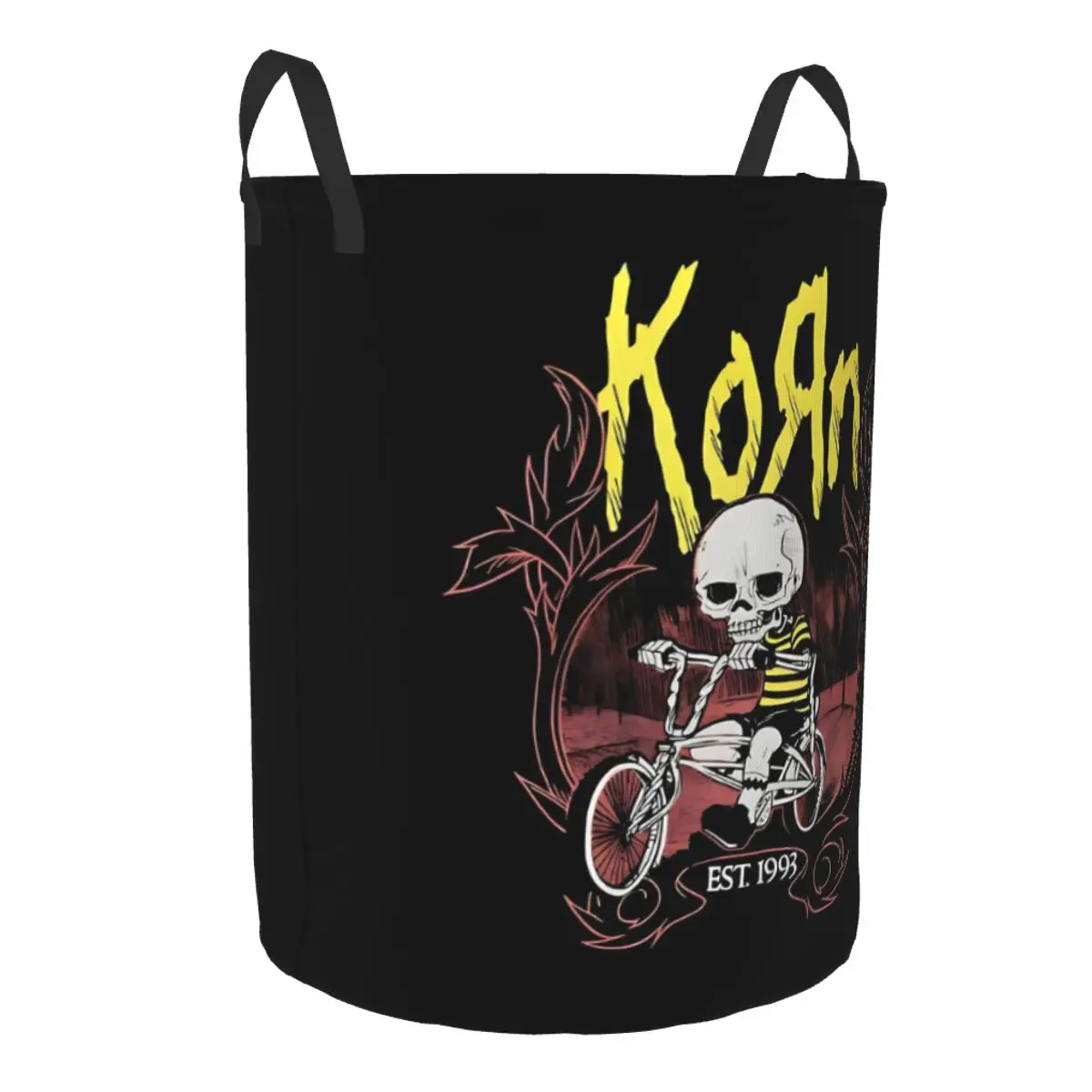 Custom Korns Heavy Metal Music Hard Rock Roll Laundry Basket Collapsible Band Clothing Hamper Toys Organizer Storage Bins