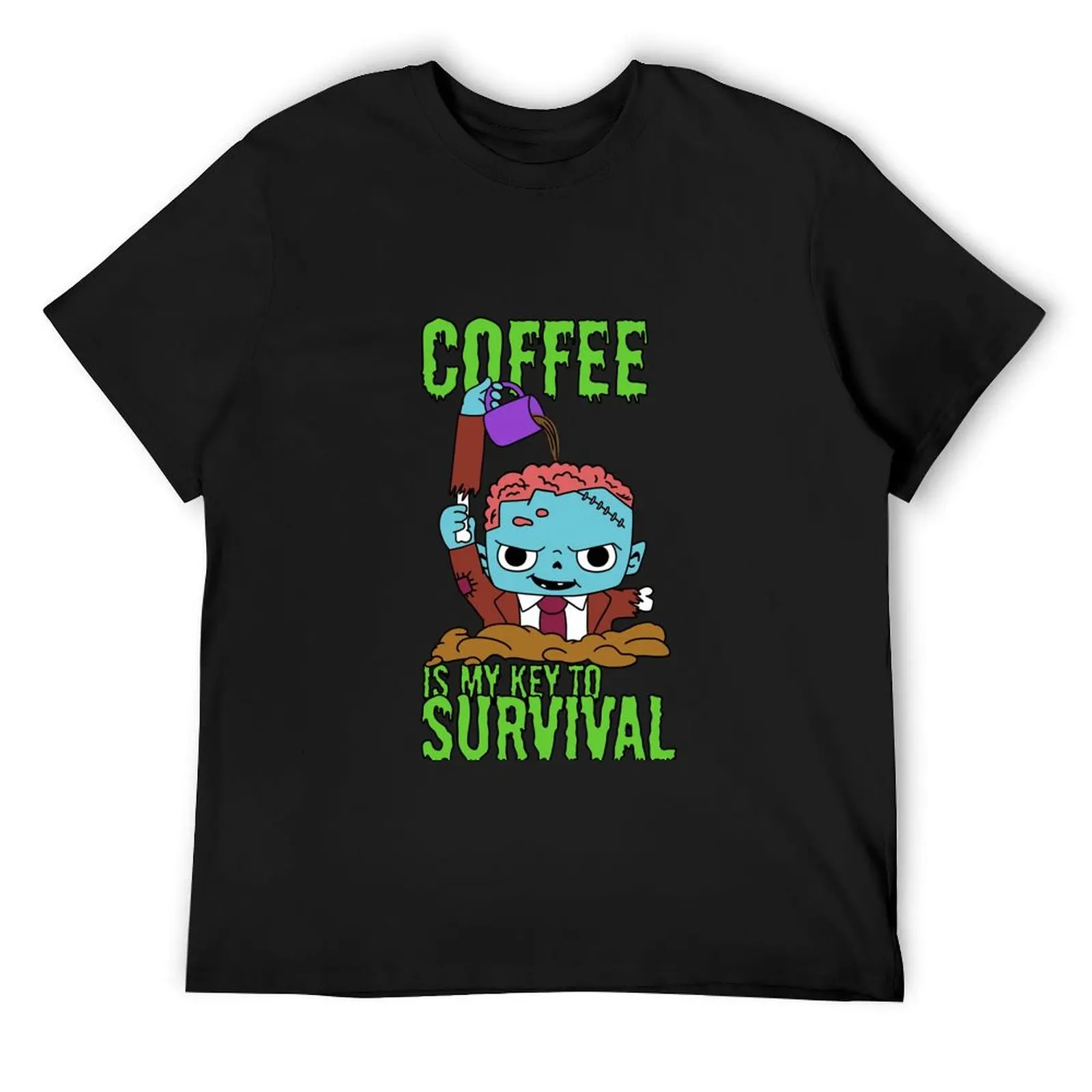 coffee is my key to survival T-Shirt animal prinfor boys sweat anime clothes man t shirt men clothes