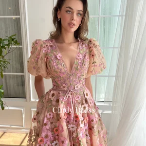 Rosa Pufferhülle Pink Die 3D -Linie Blumen Fette elegante Partykleider Frau Nacht Gala Abschlussball 8 Hauptverkäufe Hochzeitskleid für Chubby - №6