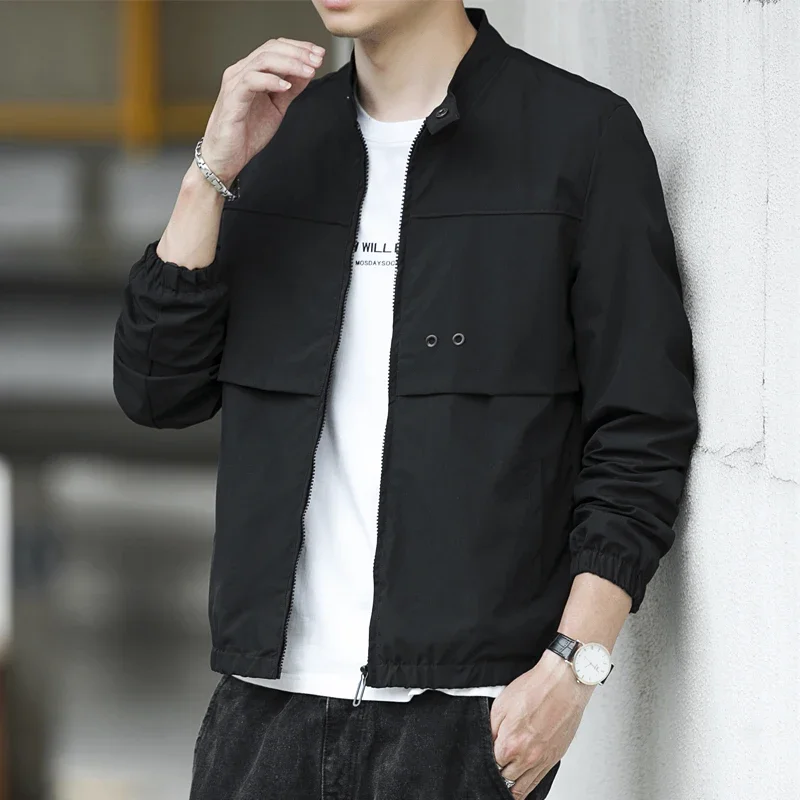 

Patchwork Jackets for Men Solid Color Spring Autumn New Baggy Casual Male Gray Jackets Fashion Daily Mans Coat