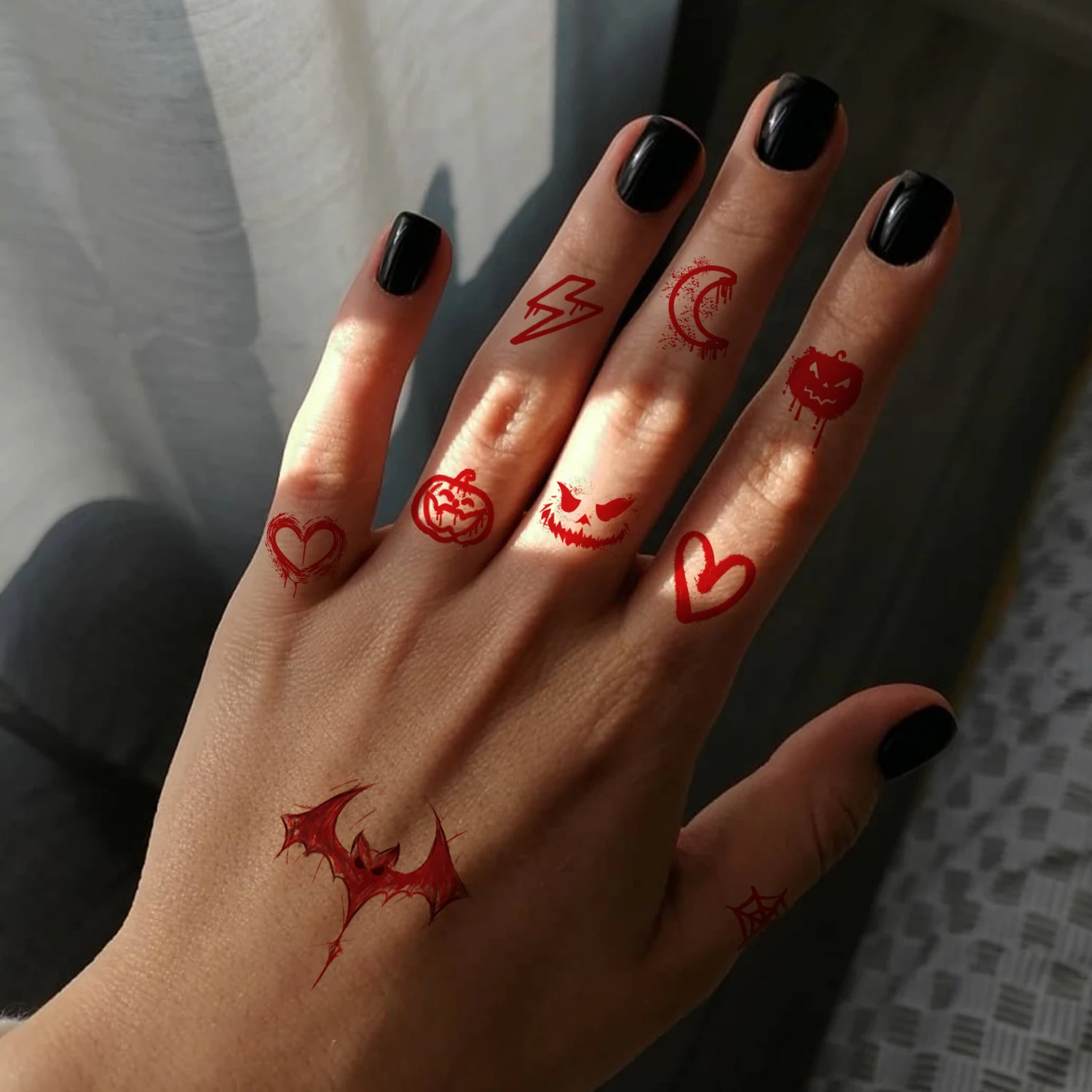 10 Sheets Mini Tattoos, Halloween Small Tattoos, Bad Fun Dressup Kit, Cute Finger Tattoos, Halloween Party Makeup Kit