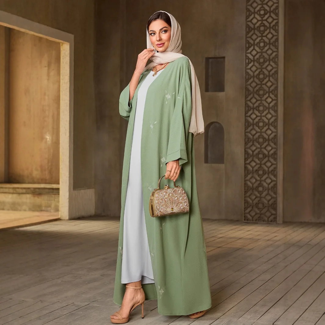 

Новое вышитое женское платье-кардиган, элегантное длинное платье, мусульманское платье в дубайском арабском стиле, летнее платье-халат 2026, женское платье-платье-рубашка (Vestido)