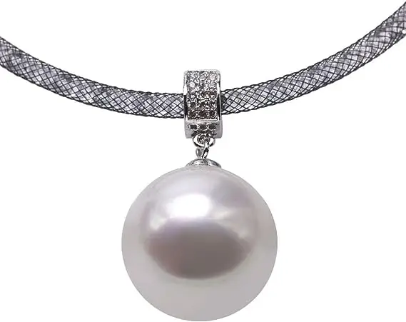 Favorite Pearl Jewelry Women Shell Pearl Necklace 20mm White Round Shell Pearl Pendant Necklace Wedding Party Perfect Lady Gift