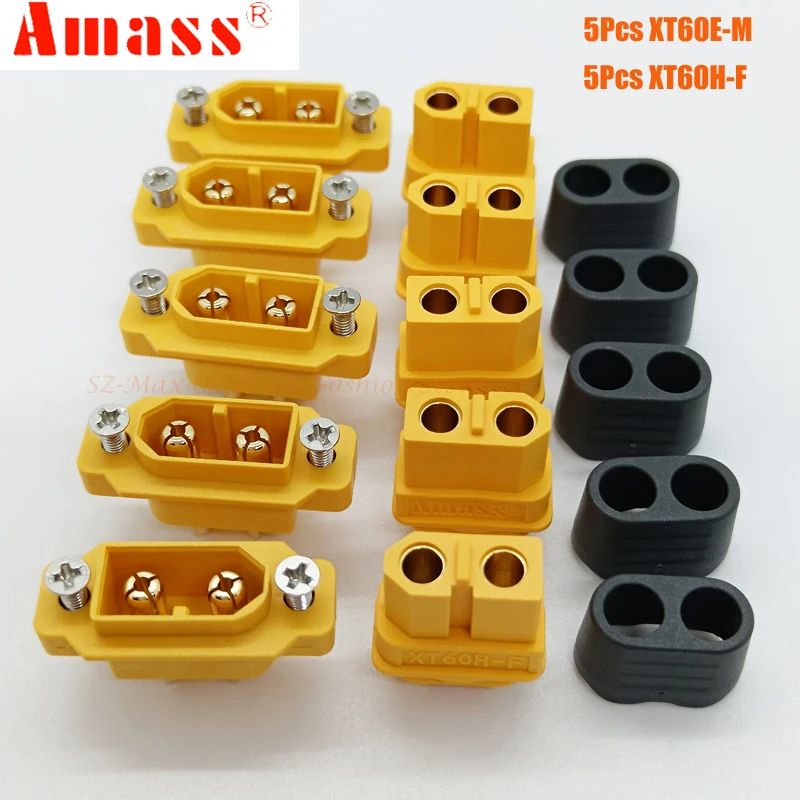 5Pcs Amass XT60E XT60H XT60PB XT60PW XT60PT M/F Plug Connector For Racing Models Multicopter Fixed Board DIY Spare Part Or Cover