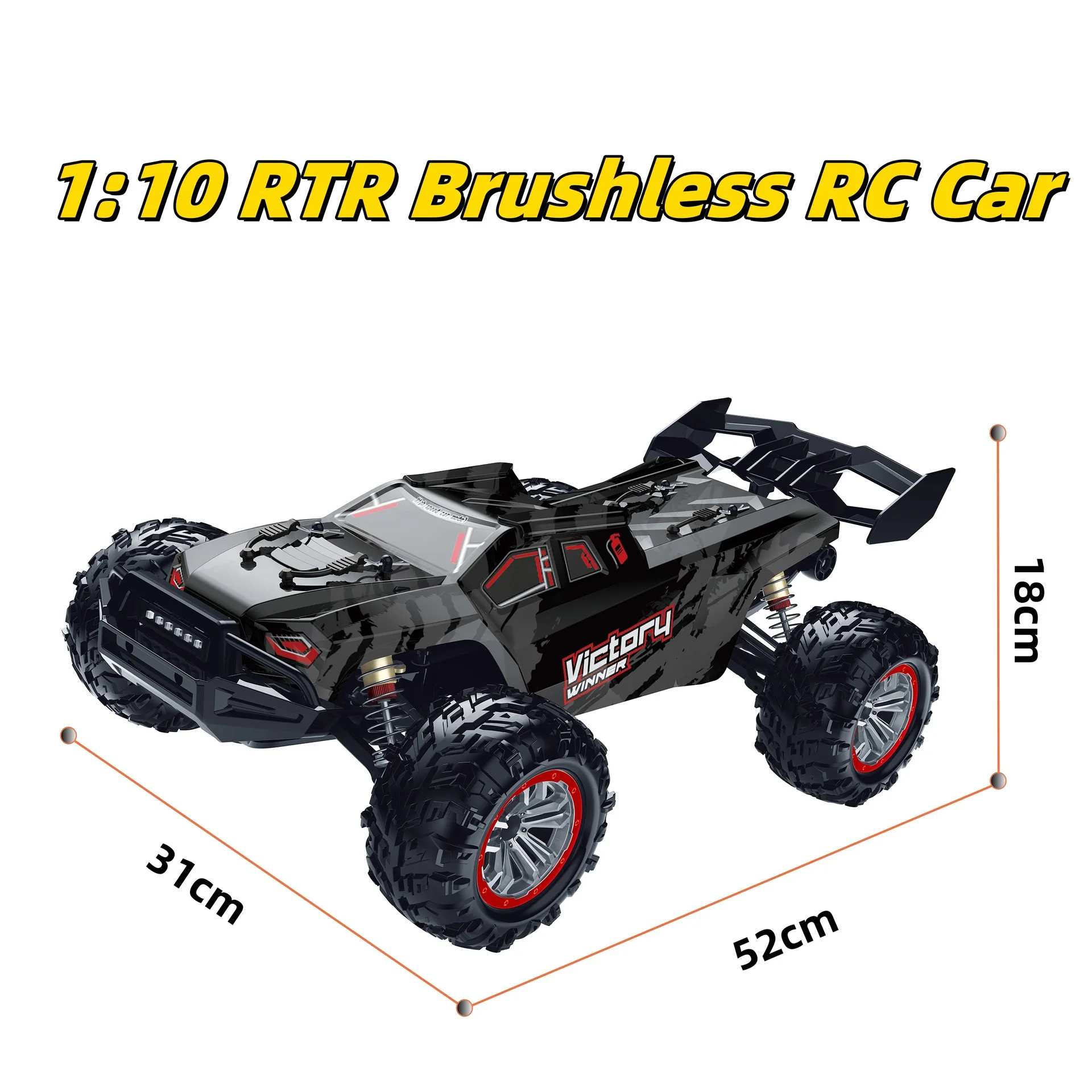 Cross Border New Product All Metal Brushless 1:10 Four-wheel Drive Climbing Off-road High-speed Bigfoot Remote Control Car Model