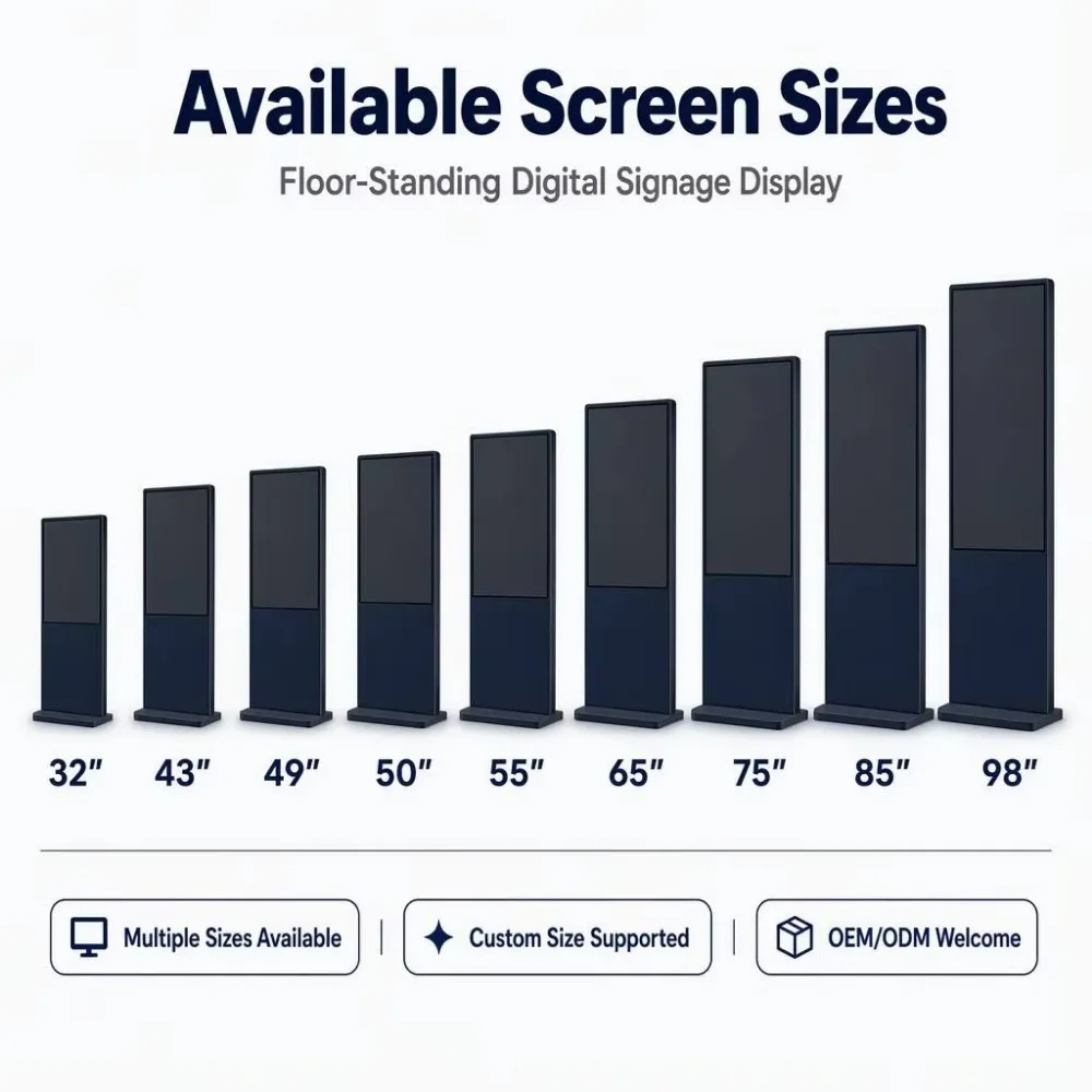 Double Sided Digital Signage Dual Screen Floor Stand Advertising Totem for Indoor Smart Information WiFi UHD 4K Media Player