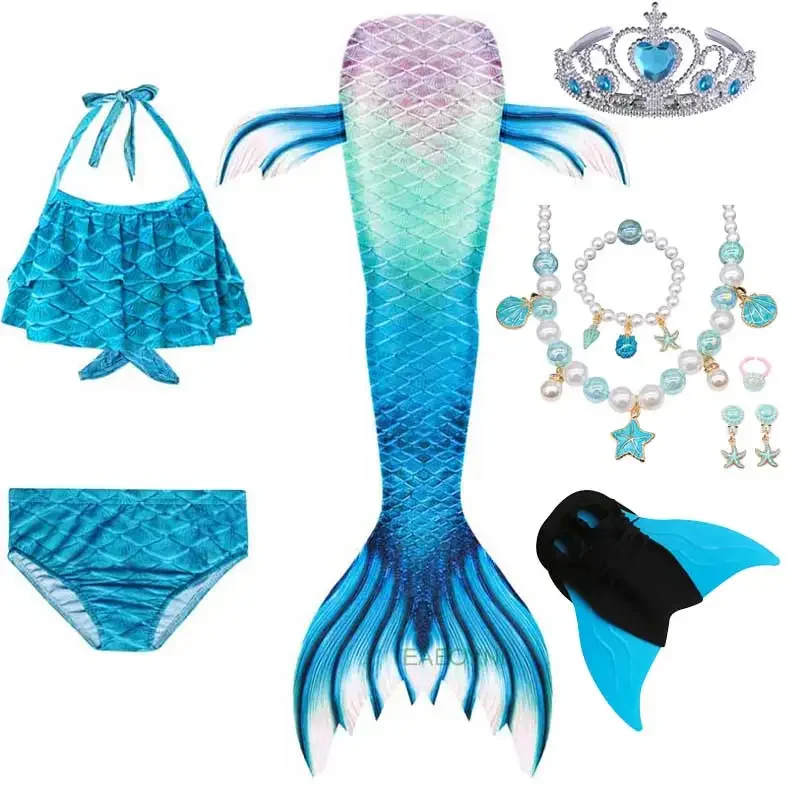 Vestido de princesa con cola de sirena para niñas, traje de Cosplay de sirena con aleta, regalo de cumpleaños, recién llegado