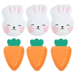 8pcs Happy Easter Decoration Bunny Rabbit Carrot Easter Eggs Paper Plates 2025 Easter Party Decor Birthday Tableware Baby Shower