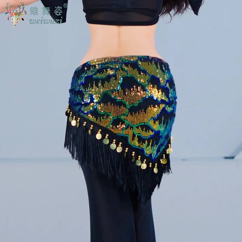 Elegante Buikdans Prestaties Pailletten Kwastje Taille Heup Sjaal Driehoek Sjaal Vrouwelijke Oosterse Dans Praktijk Wikkelrok Kleding