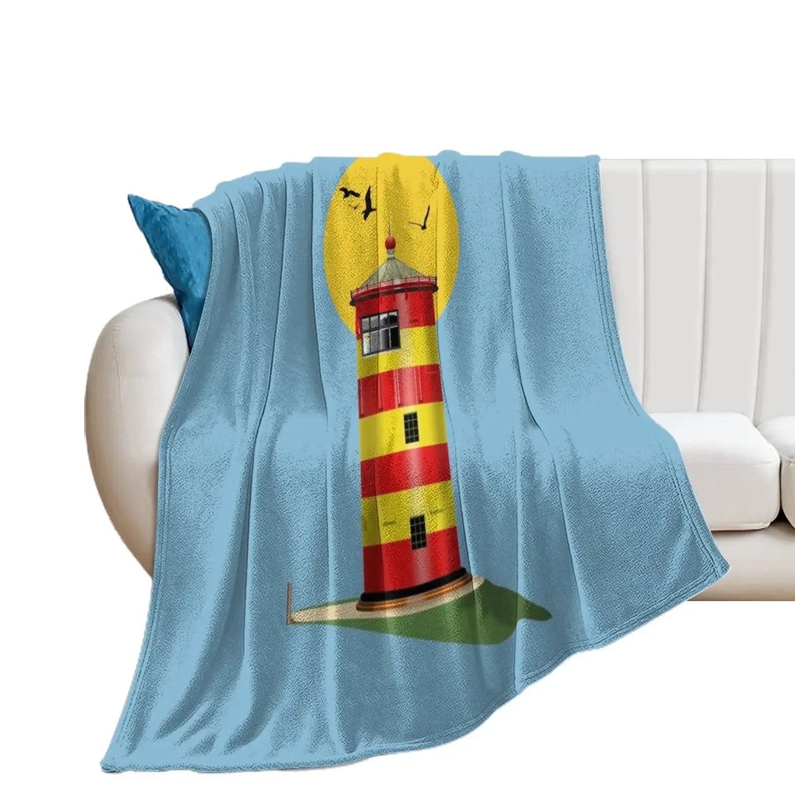 

Pilsum Lighthouse Pilsumer Leuchtturm Germany Throw Blanket Thins Cute Plaid Flannel Fabric Personalized Gift Blankets