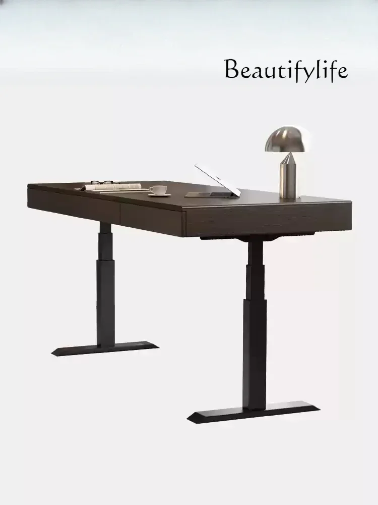 Italian intelligent electric lifting desk simple double motor study solid wood computer desk