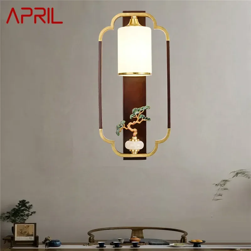 APRIL Contemporary Brass Wall Lamp Retro Creativity LED Living Room Bedroom Study Room Hotel Villa Hall Way Aisle Light