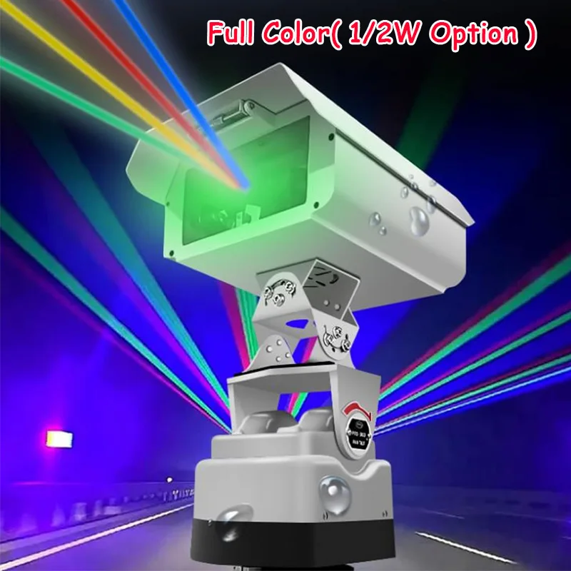 

1/2W Full Color RGB Moving Rotating Head Laser Light Outdoor Roof Raiway Aurora Green Laser Beam Light Waterproof for DJ Highway