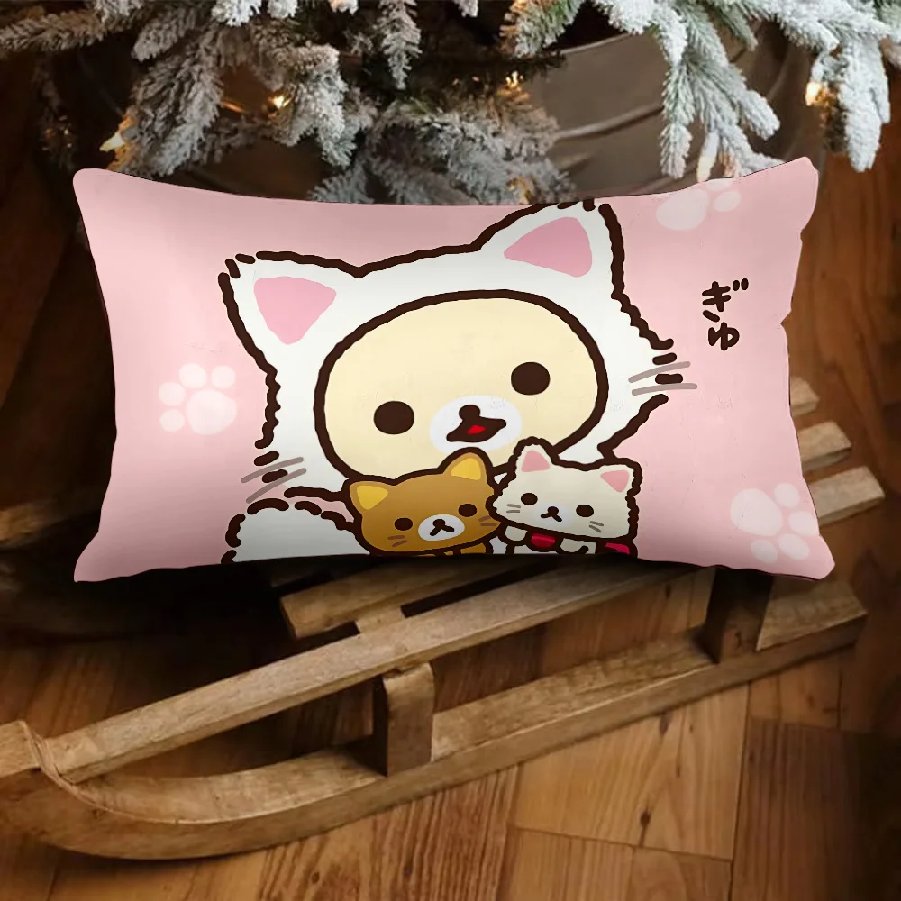 Hot Lovely R-Rilakkumas Double-sided Printing Rectangle Pillow Case Bedside Pillowcase Sofa Cushion Cover Room Home Decoration