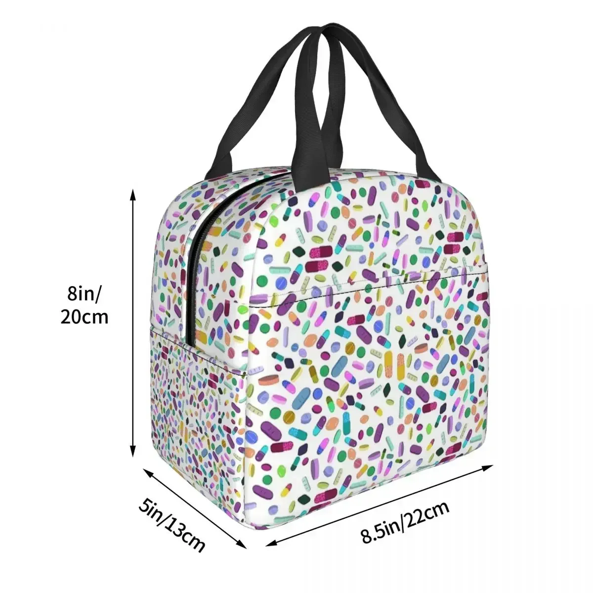 Pill Print Portable Lunch Bag Nurse School Hiking Ice Cooler Pack Insulation Picnic Food Thermal Storage Bags