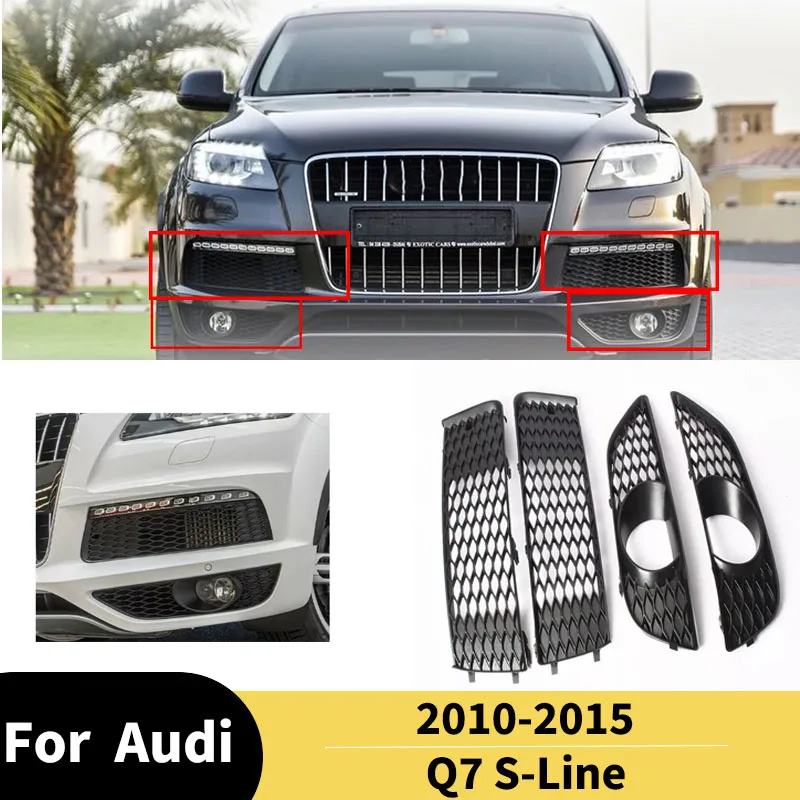 Side Hood Fog Lamp Light Cover for Audi Q7 S-Line 2010-2015 Fog Lamp Frame Racing Grill Lower Grille Accessories Body kit Tuning