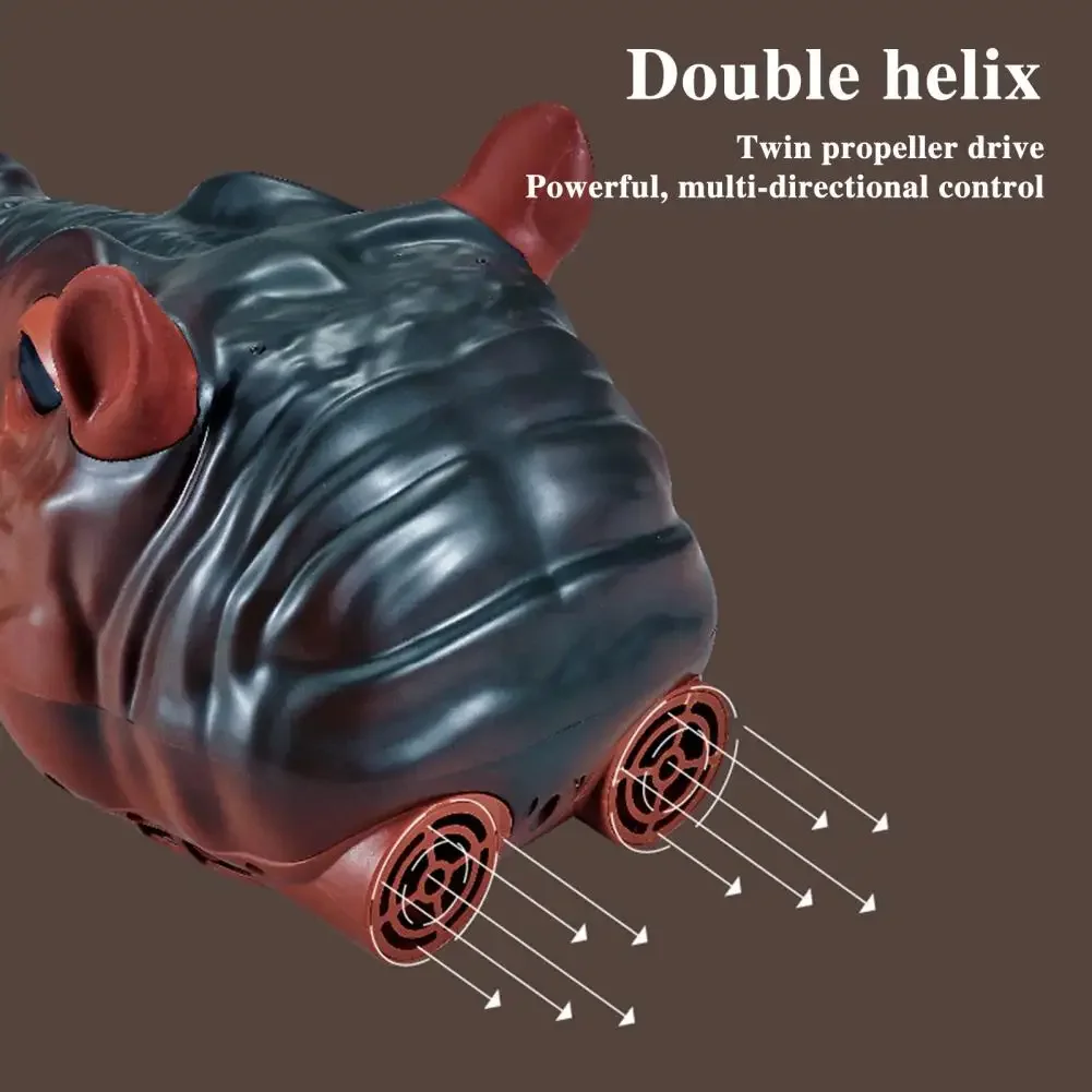 RC Ippopotamo Doppia elica Barca telecomandata Simulazione elettrica Spruzzo d'acqua Modello animale Piscina all'aperto Giocattolo Regalo per bambini