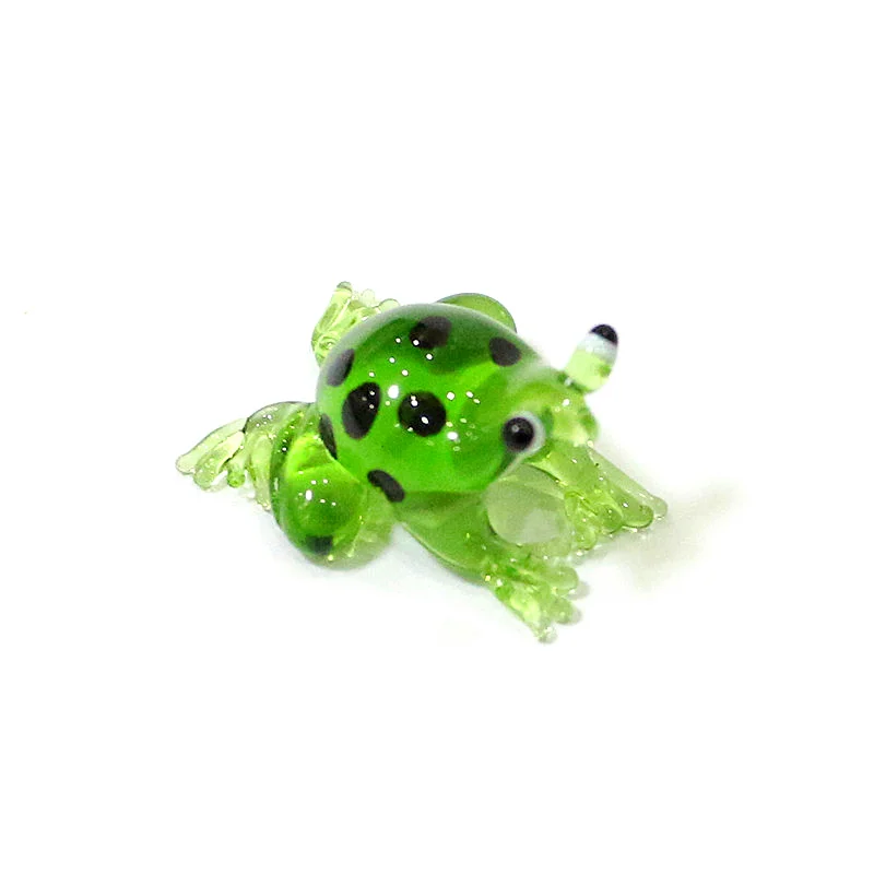 2 Stück Bunte Mini-Glas-Tierfiguren Niedliche Frosch-Miniatur-Statuen Ornamente für Zuhause Tischdekoration Feengarten Bonsai Deko-Zubehör – Detail 14
