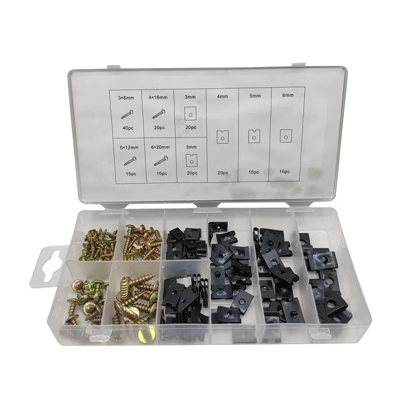 170 Pieces/Set Universal U Shaped Nut Fixing Screw Vehicle Bumper Dash Door Panel Fasteners Accessories Car Fender Bumper