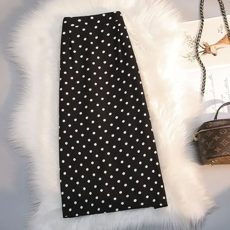 Dot Skirts Women Vintage Midi A-line Elegant Streetwear High Waist Prairie Style Spring Casual Simple Daily Vacation 2023 New