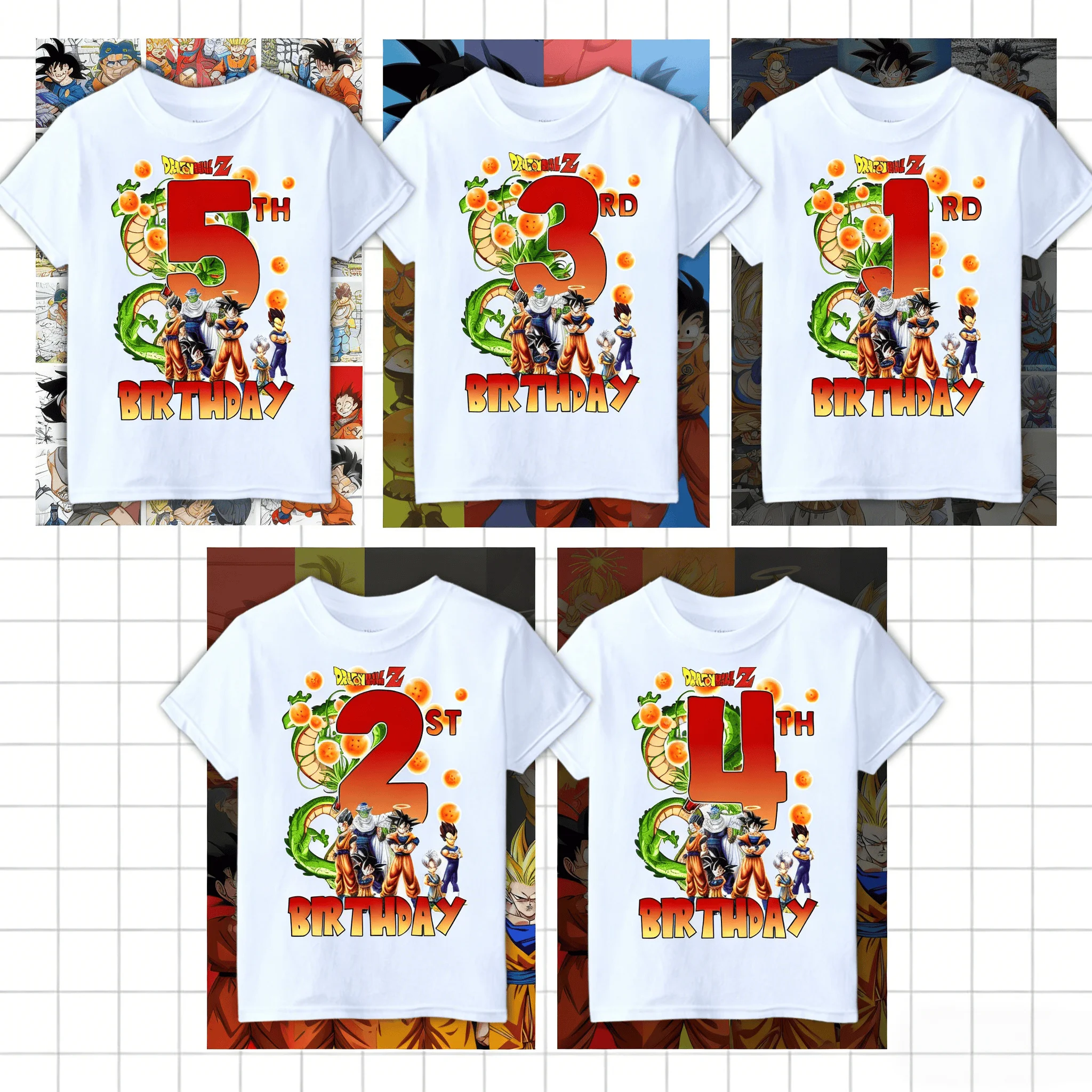 

2026 Summer Dragon Ball 1-12 Birthday Oversized T-shirt High QualityCotton Shenron & Z Fighters Group Print Unisex Streetwear