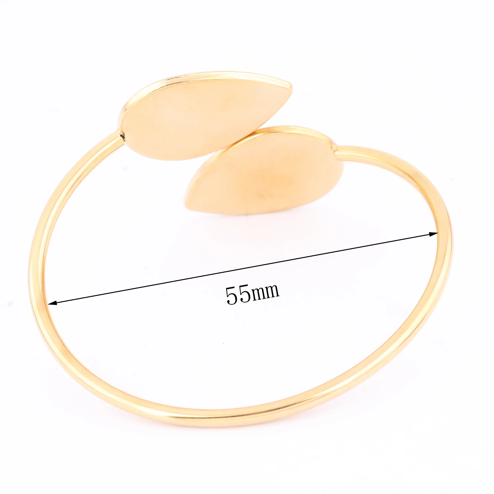 2pcs Stainless Steel Gold Plated Bendable Bracelet Base Blanks 18x25mm Teardrop Cabochon Bangle Bezel Settings Diy Accessories