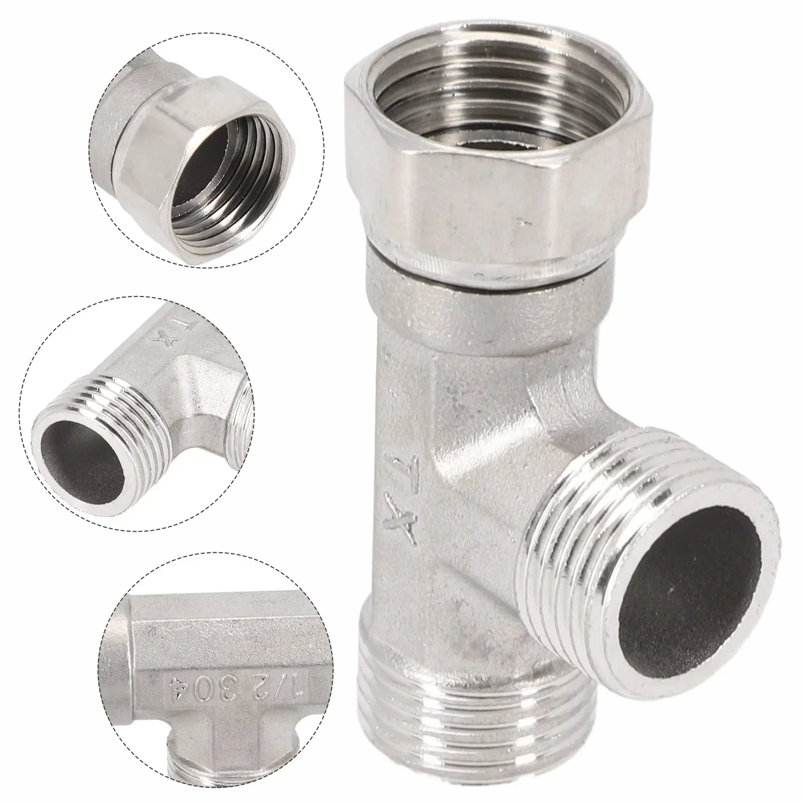 Toilet Diverter Valve Copper T Adapter G1/2" T-Valve For Bath Bidet Sprayer Shower Fitting 4 Points Copper Three-way Water Pipe