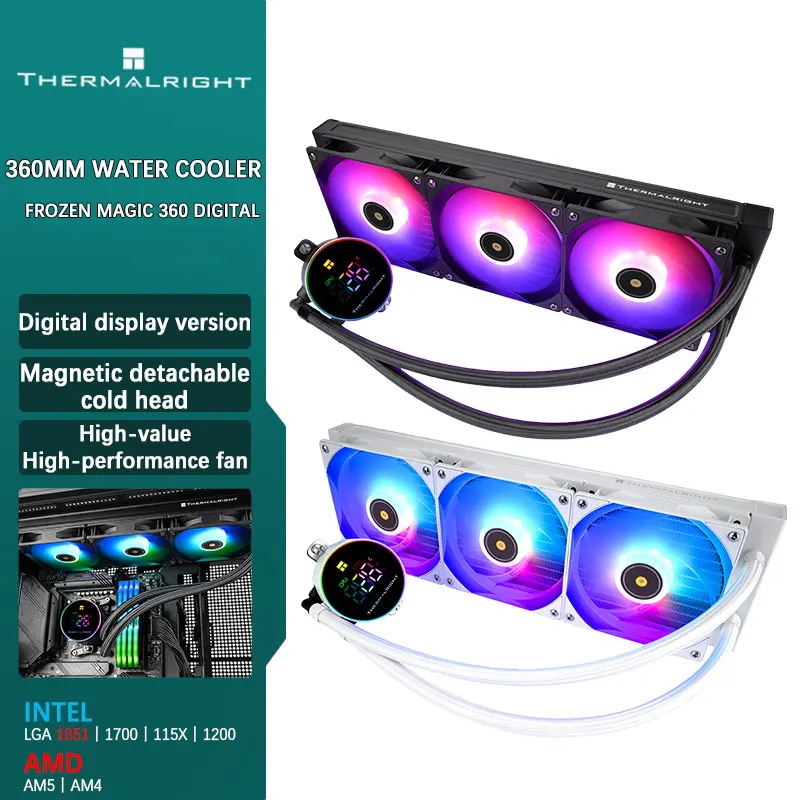 

ЦИФРОВОЙ процессор Thermalright FROZEN MAGIC 360, универсальный цифровой кулер для воды, магнитная конструкция с холодной головкой, поддержка LGA1851/1700 AM5